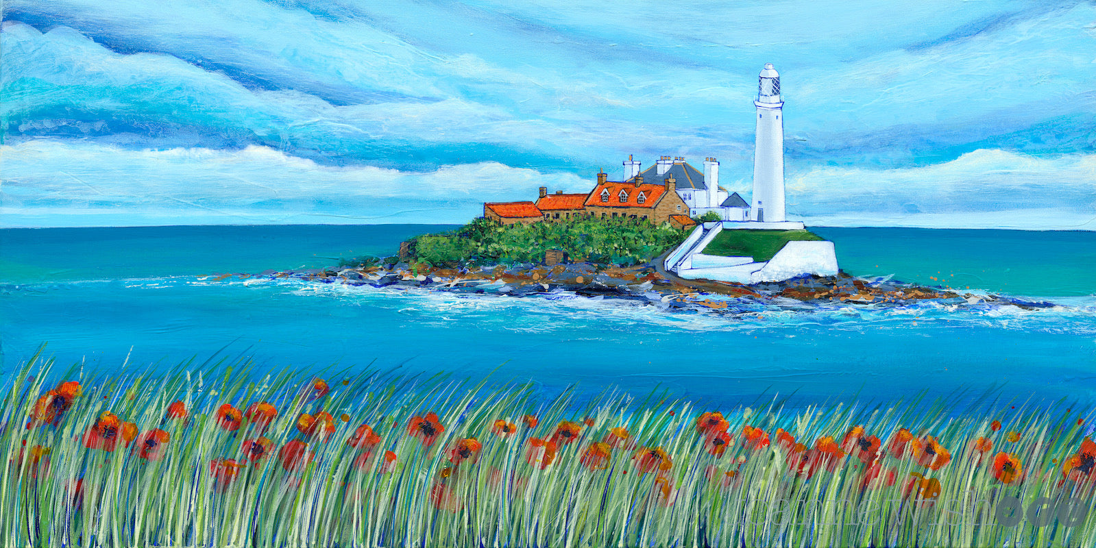 Blue Sky over St. Mary’s Lighthouse Art Print