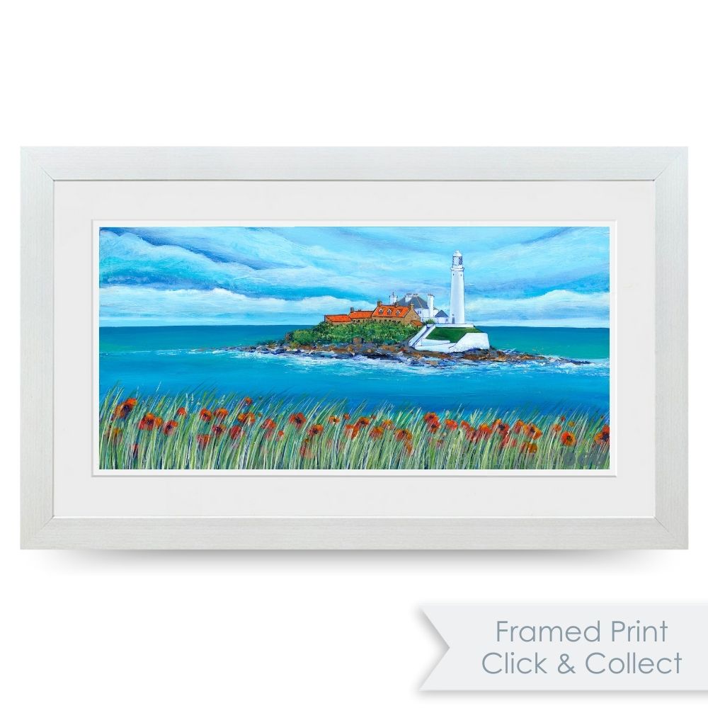 Blue Sky over St. Mary’s Lighthouse Art Print