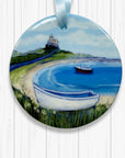 White Coble at Lindisfarne - Ceramic Hanging Decoration