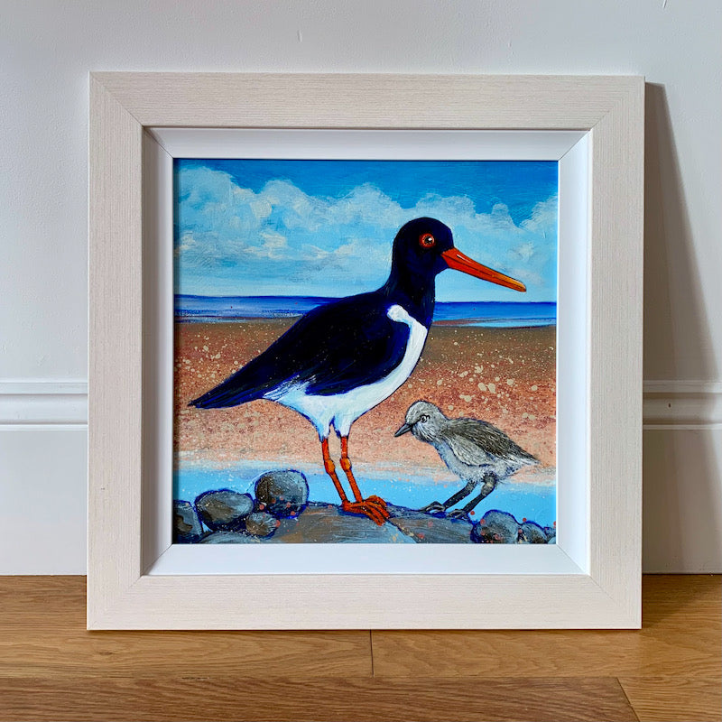 Oystercatcher and Chick Original Painting Joanne Wishart