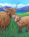 Highland Cow and Calf - Original Painting