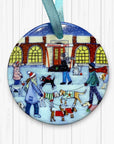 Festive Dogs at the Rendezvous Café - Ceramic Tree Decoration