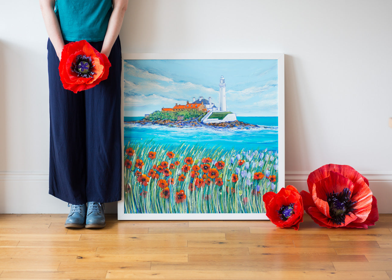 St. Mary’s Lighthouse in Bloom Original Painting