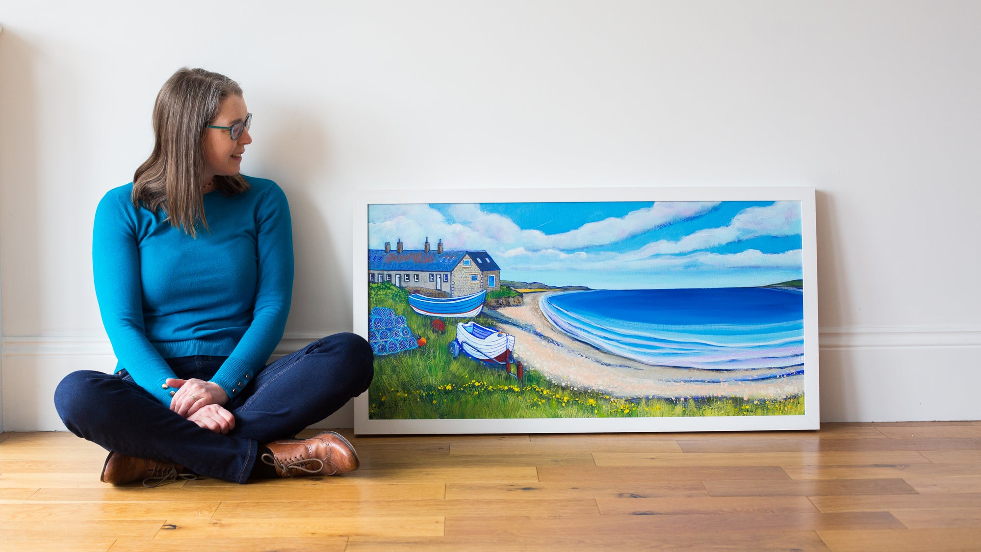 Blue Sky Over Boulmer - Northumberland Painting