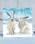 Winter Snow Hares | Festive Greetings Card