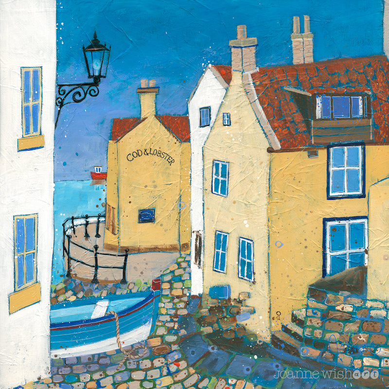 A fine art print of the cod and lobster pub in Staithes.