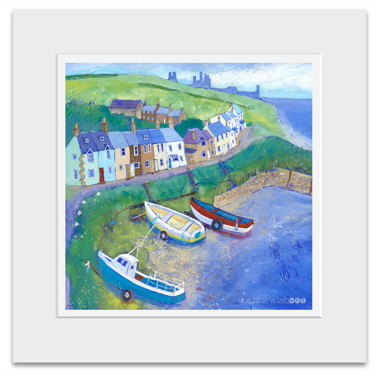 A mounted print of beautiful craster on a summery day in northumberland.