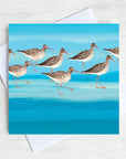 A redshank illustration featured on a greetings card by Joanne Wishart.