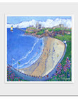 A mounted print of King Edwards Bay and Tynemouth Priory.