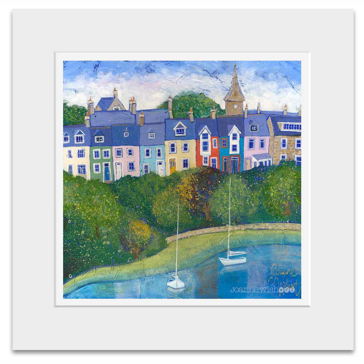 A mounted print of Lovaine terrace in Alnmouth Northumberland.