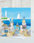 Balancing Pebbles at Whitley Bay | Greetings Card