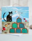 Cat & Lobster Pots | Greetings Card