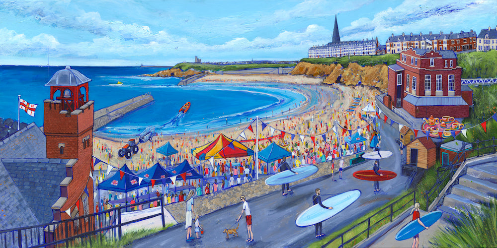 Cullercoats Harbour Day - Art Print