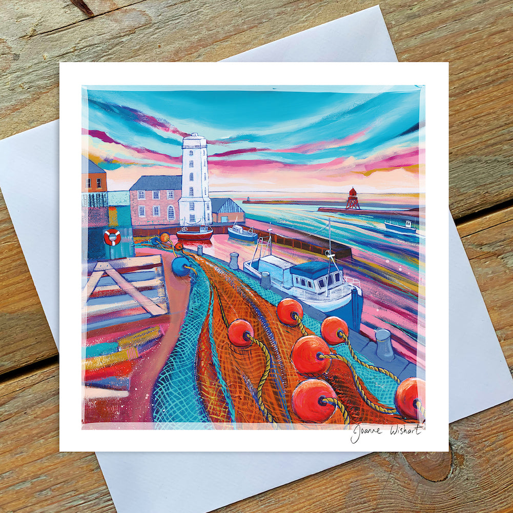Fish Quay at Dawn - Greetings Card