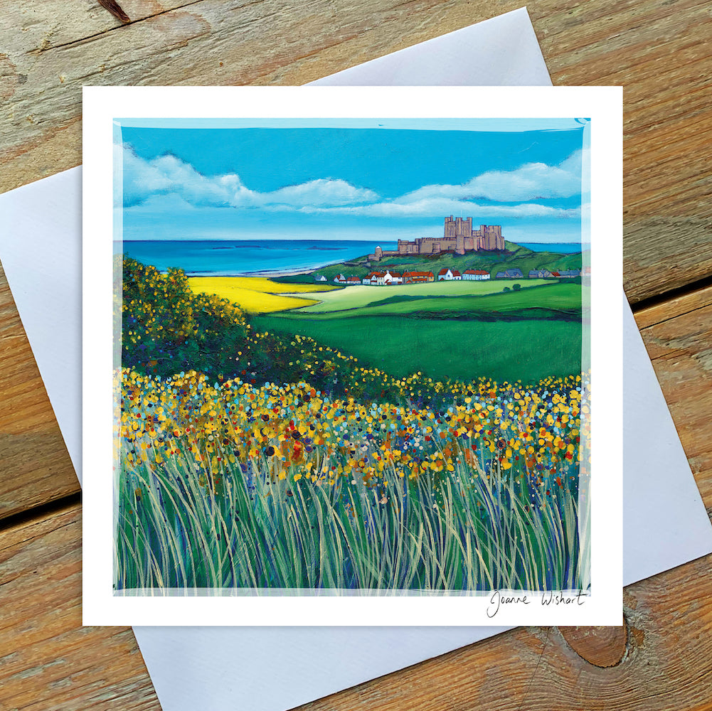 Rolling Fields Towards Bamburgh - Greetings Card