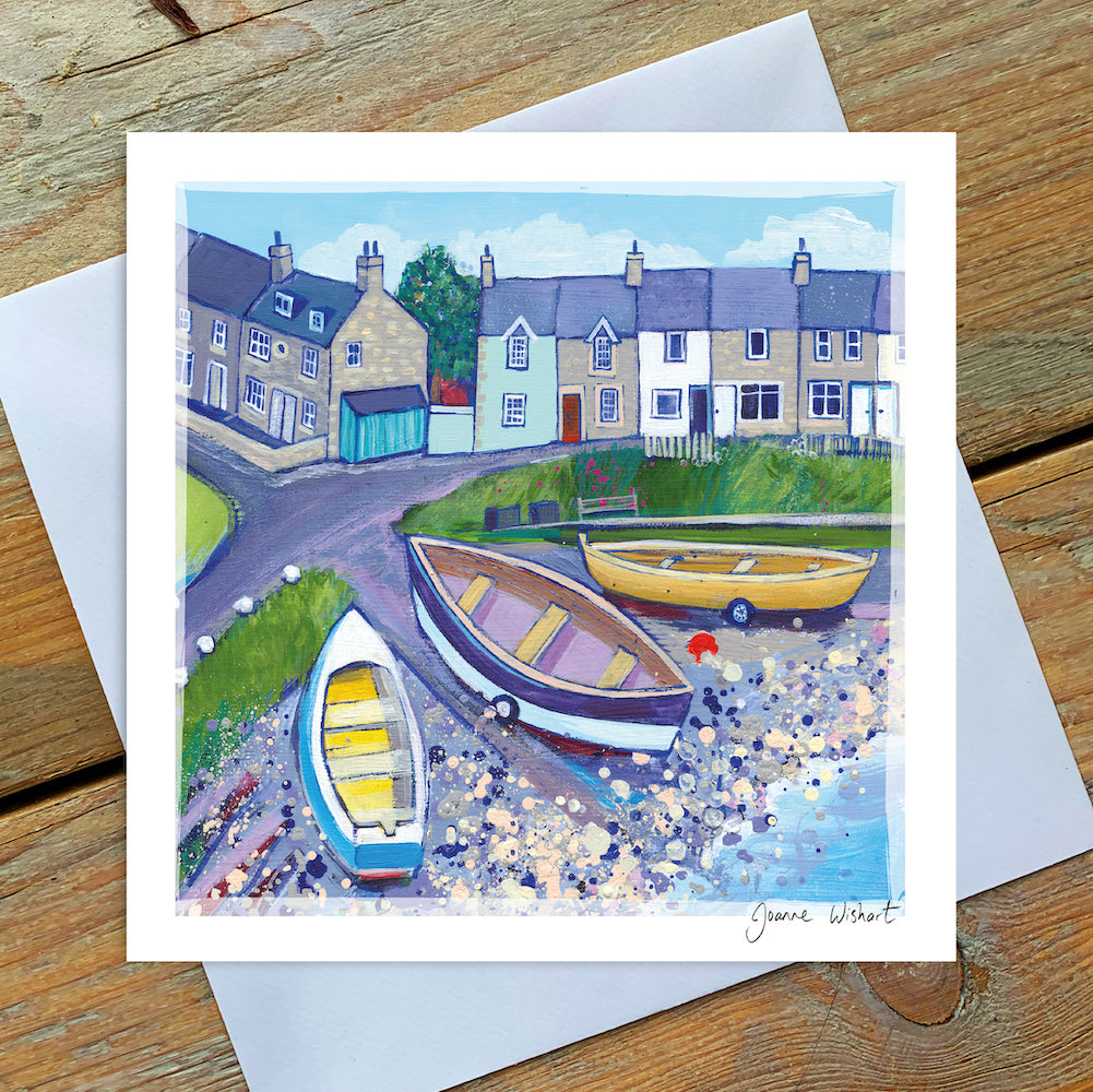 Cottages at Craster - Greetings Card