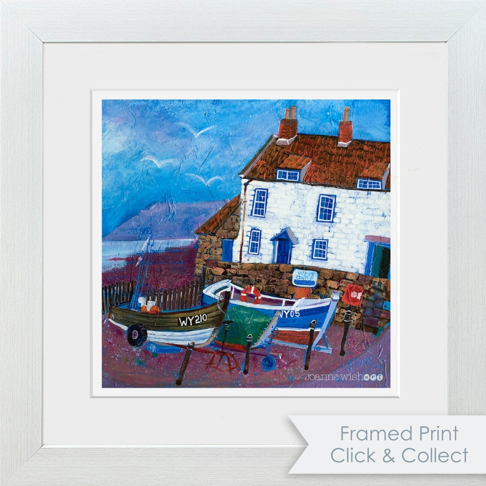 Boats In The Bay: Robin Hood&#39;s Bay | Art Print