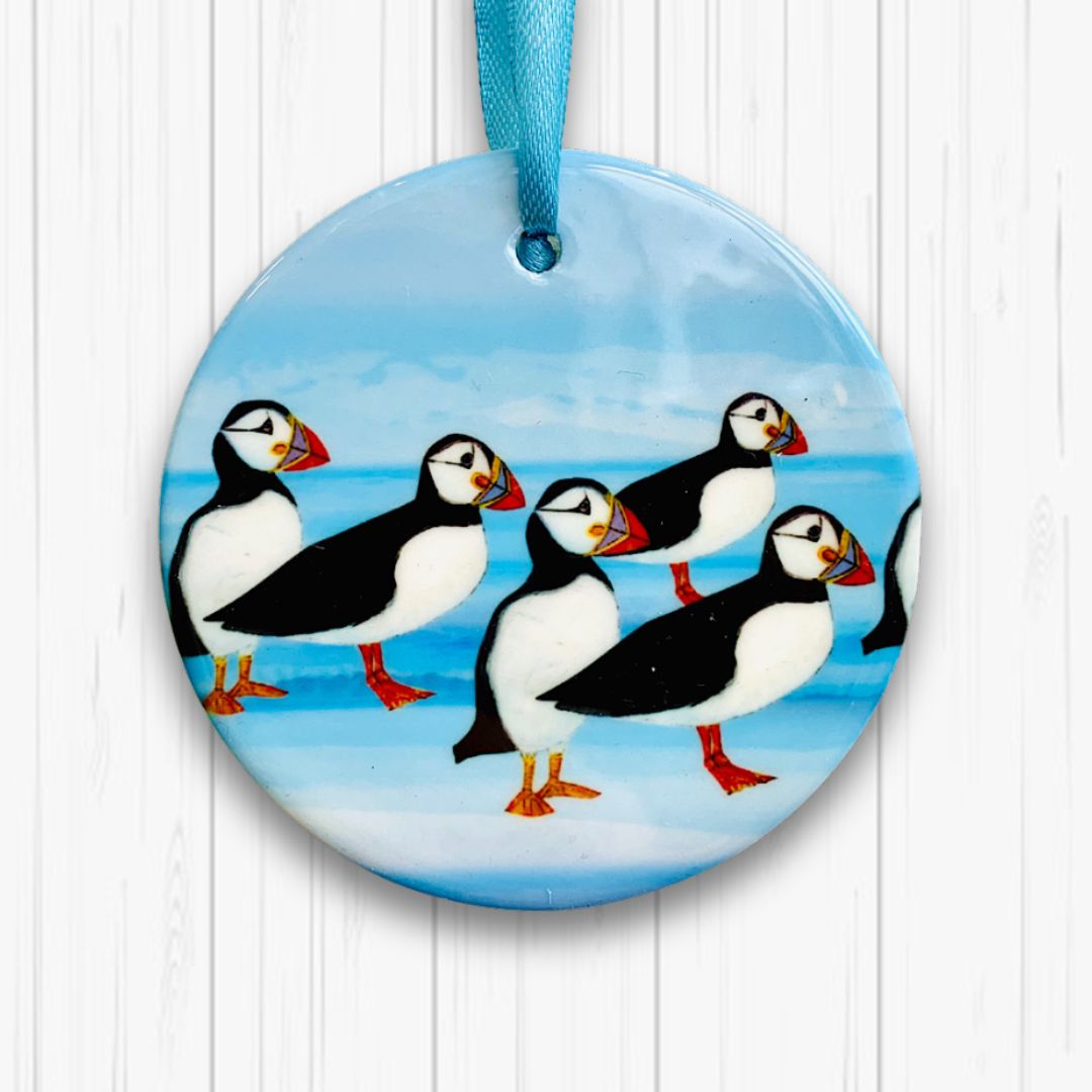 Puffins - Ceramic Tree Decoration