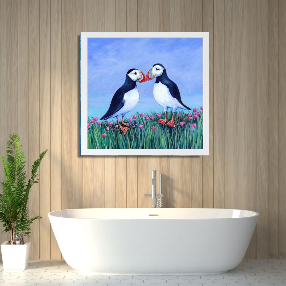 Puffins &amp; Sea Pinks | Art Print