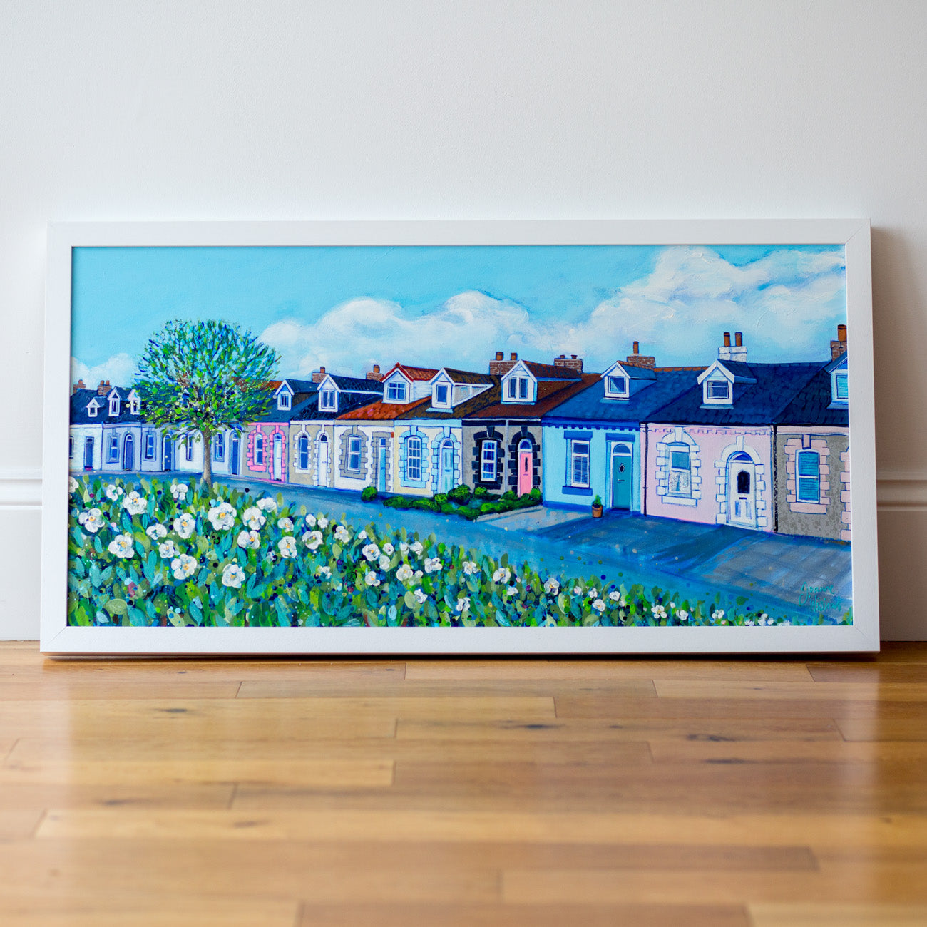 Simpson Street in Bloom Original Painting of Cullercoats Joanne Wishart