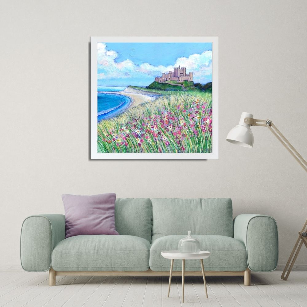 Wildflowers at Bamburgh Castle Art Print