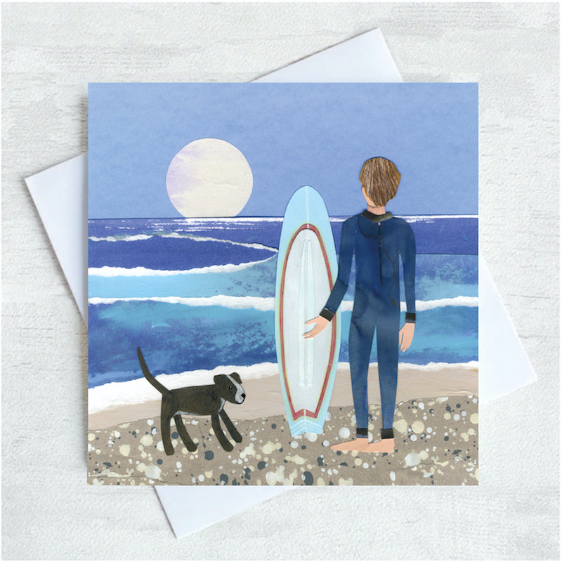 A man and his surf board - Card