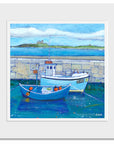 A mounted fine art print of Beadnell harbour in Northumberland.