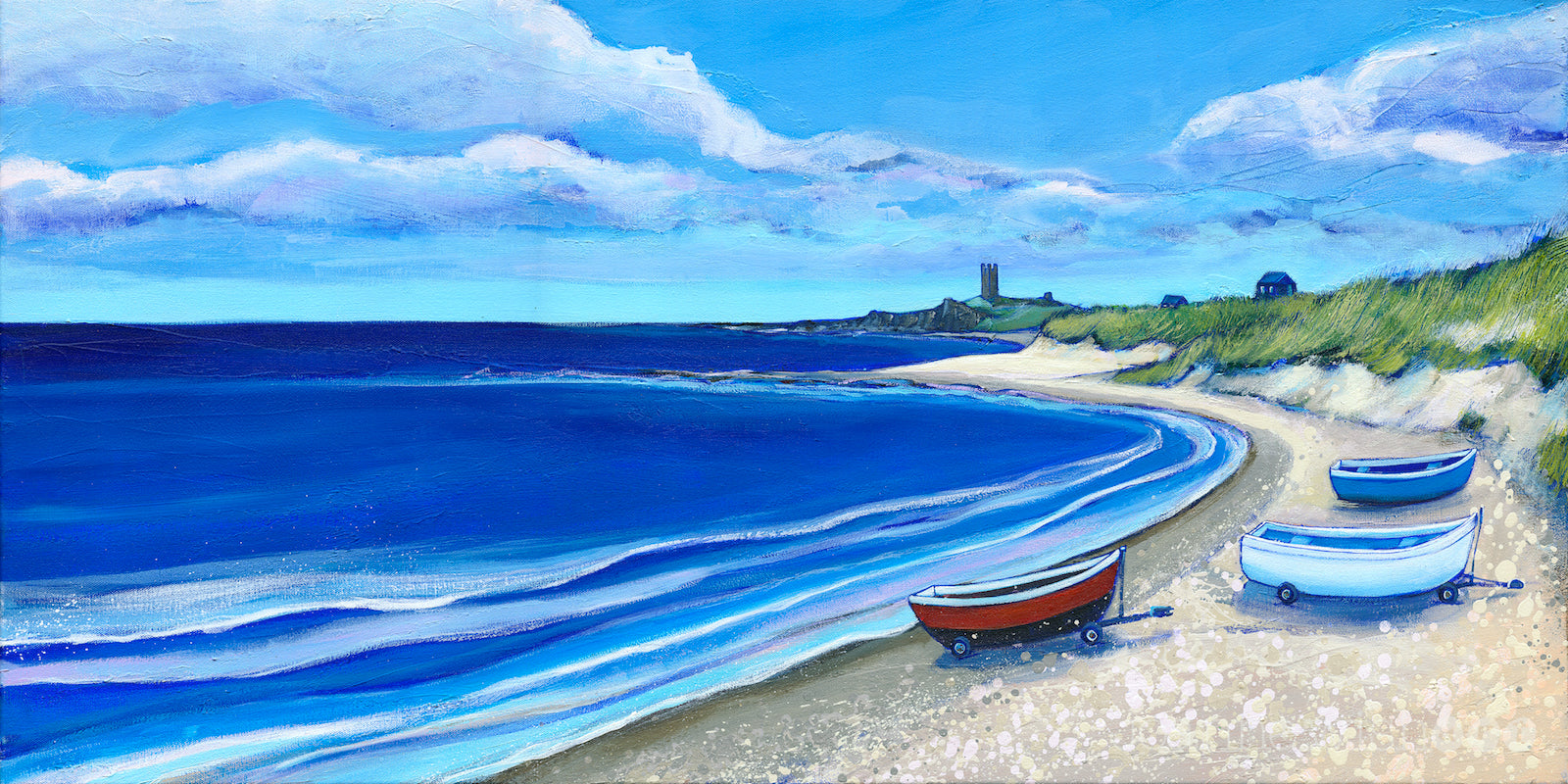 Blue Sky over Dunstanburgh - Northumberland Art Print