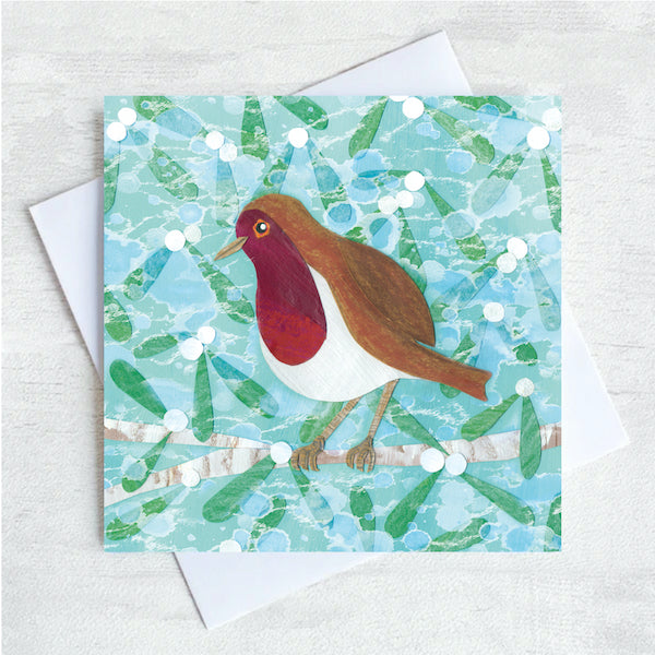 Robin &amp; Mistletoe Festive Greetings Card