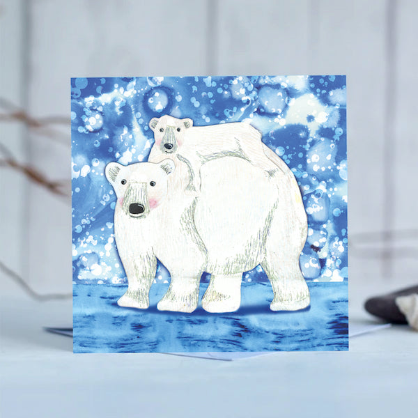 Winter Polar Bear Hugs Festive Christmas Card