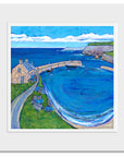 A mounted print of Cove harbour in Scotland.