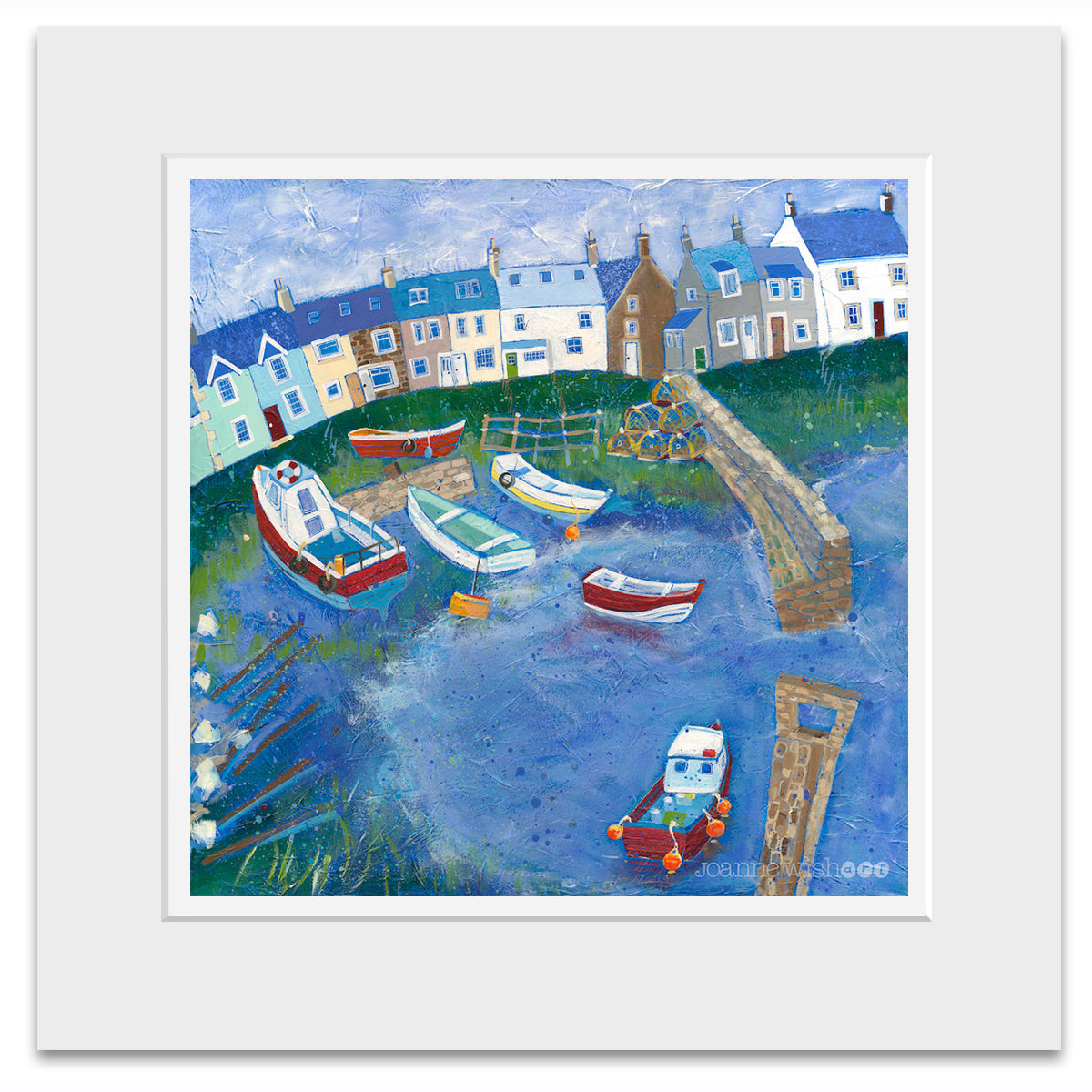 A mounted print of Craster Harbour in Northumberland. 