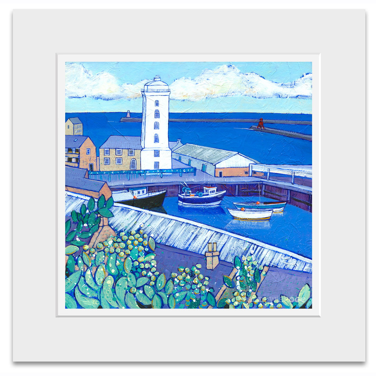 a mounted print of the North Shields Fish Quay.