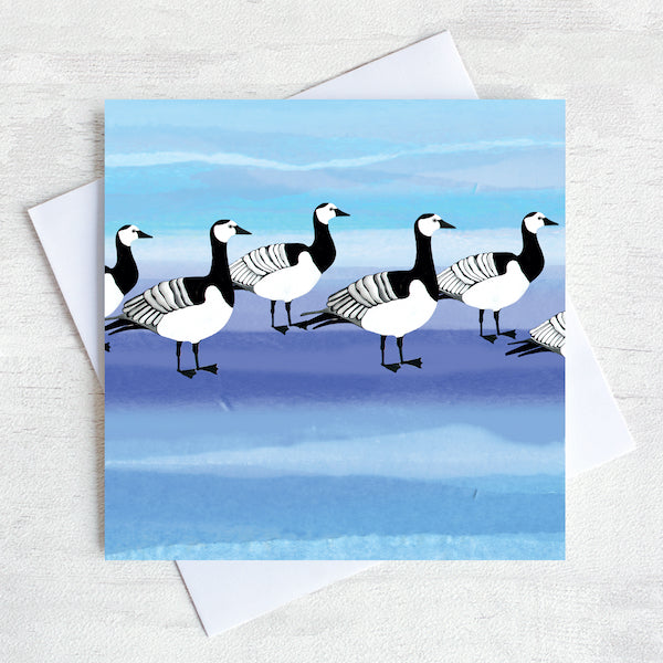Barnacle geese greetings card