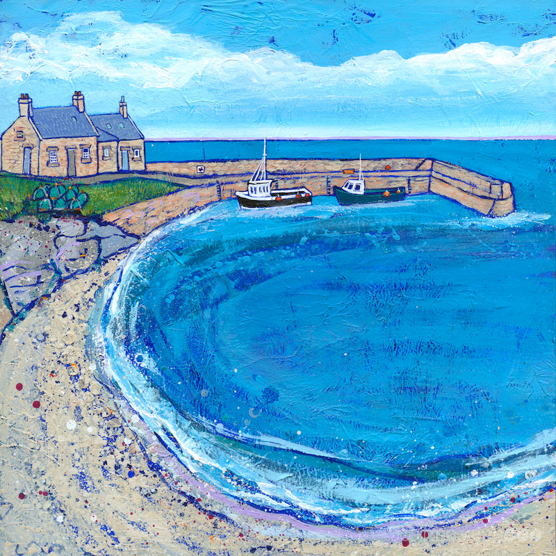 a n art print of Cove on the east coast of Scotland.