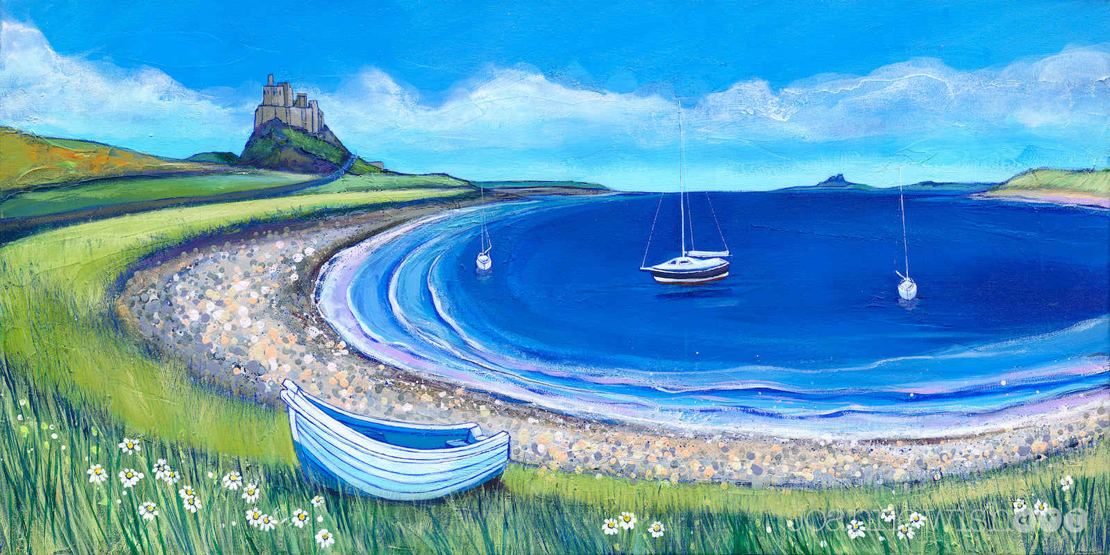 Blue Sky Over Lindisfarne - Northumberland Art Print