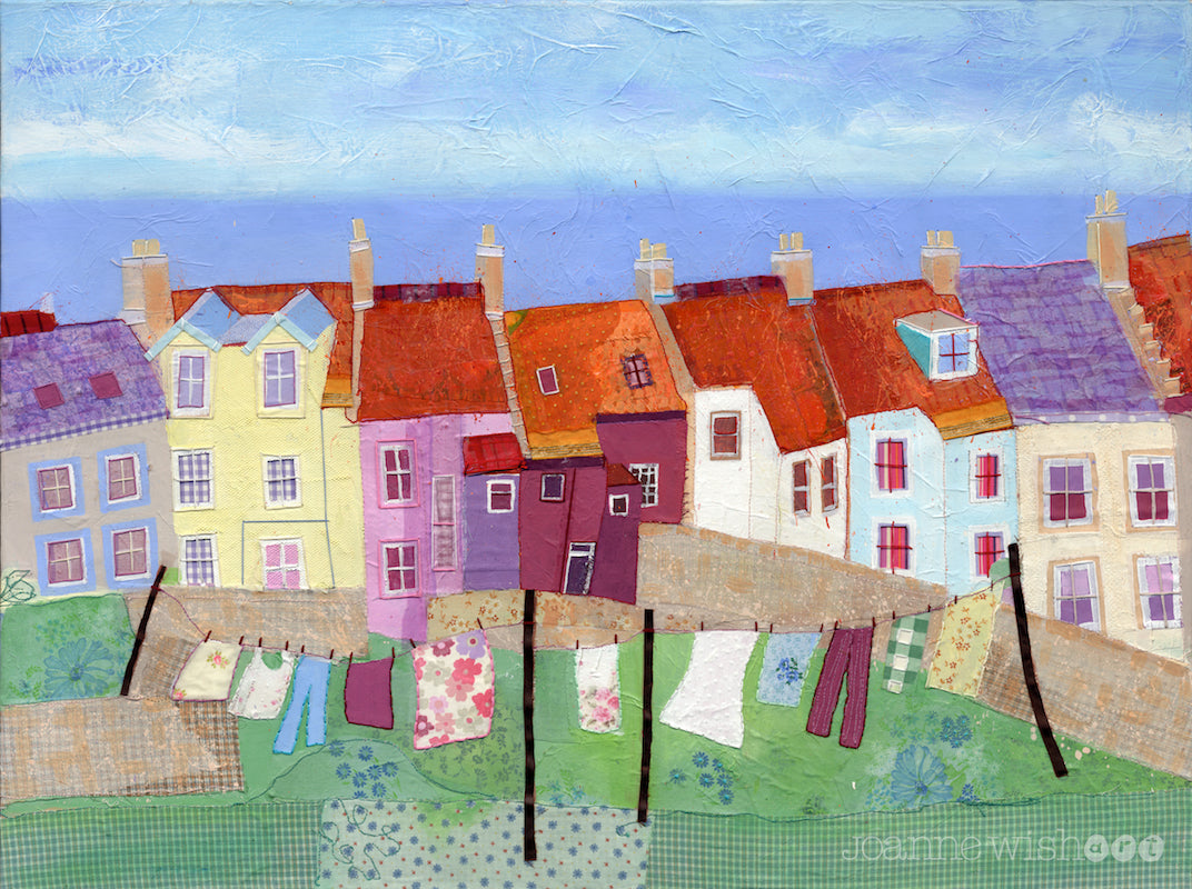 A fine art print of Pittenweem in Fife featuring washing blowing on the line.