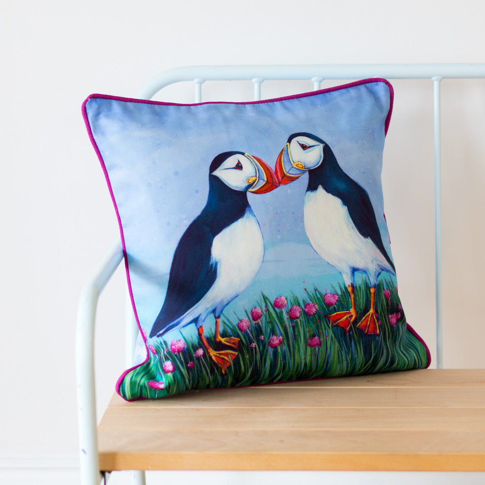 Puffins and Sea Pinks | Cushion