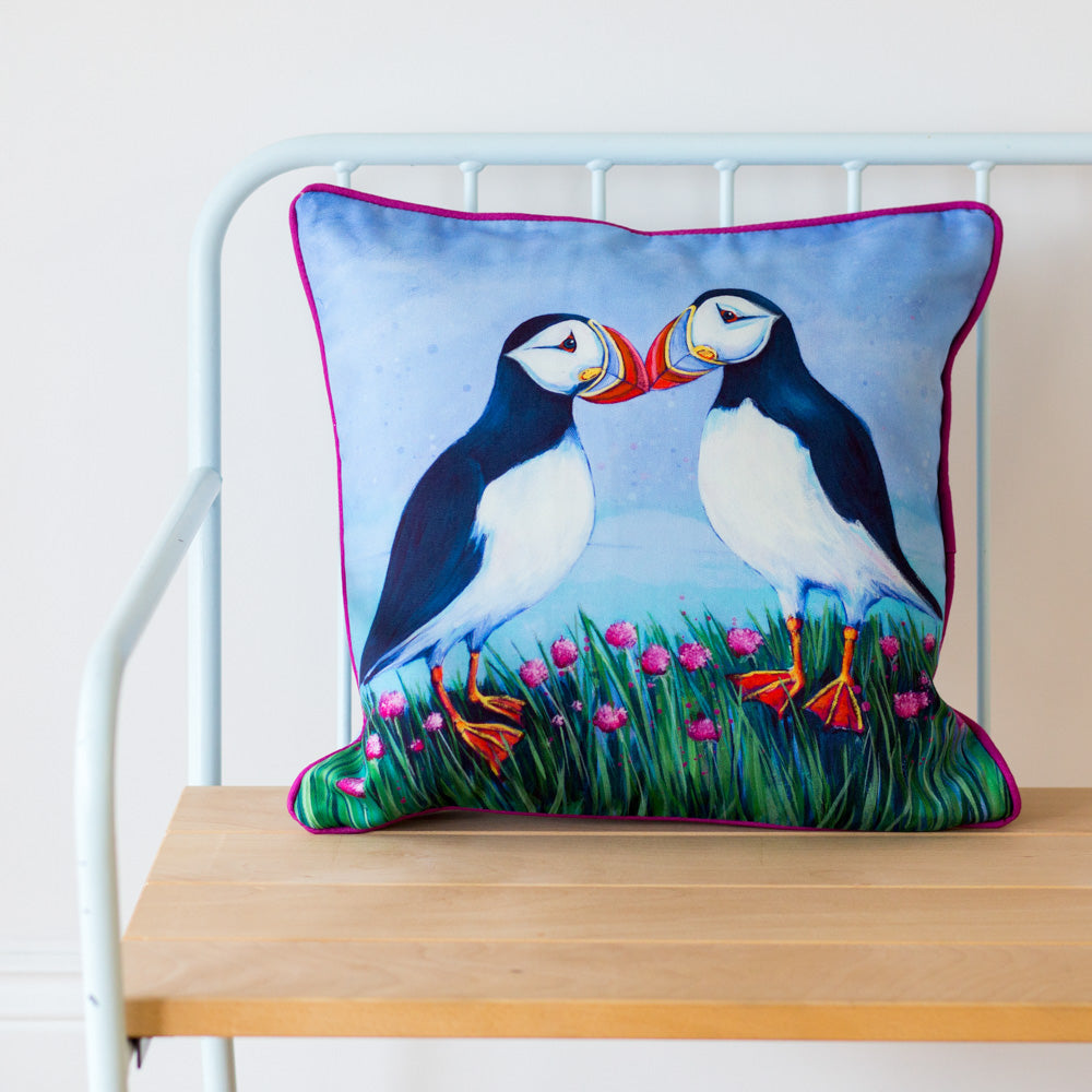 Puffins and Sea Pinks | Cushion