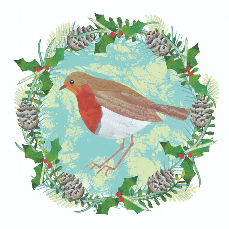 Robin and Festive Wreath | Christmas Card