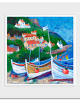 A mounted print of Runswick Bay.