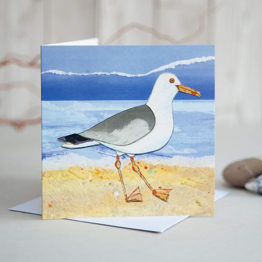 Seagull on Beach - Card