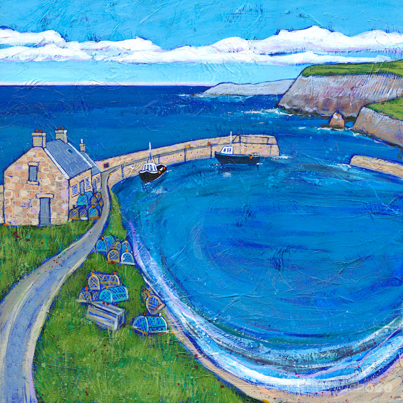 A limited edition print of Cove Harbour in Scotland.