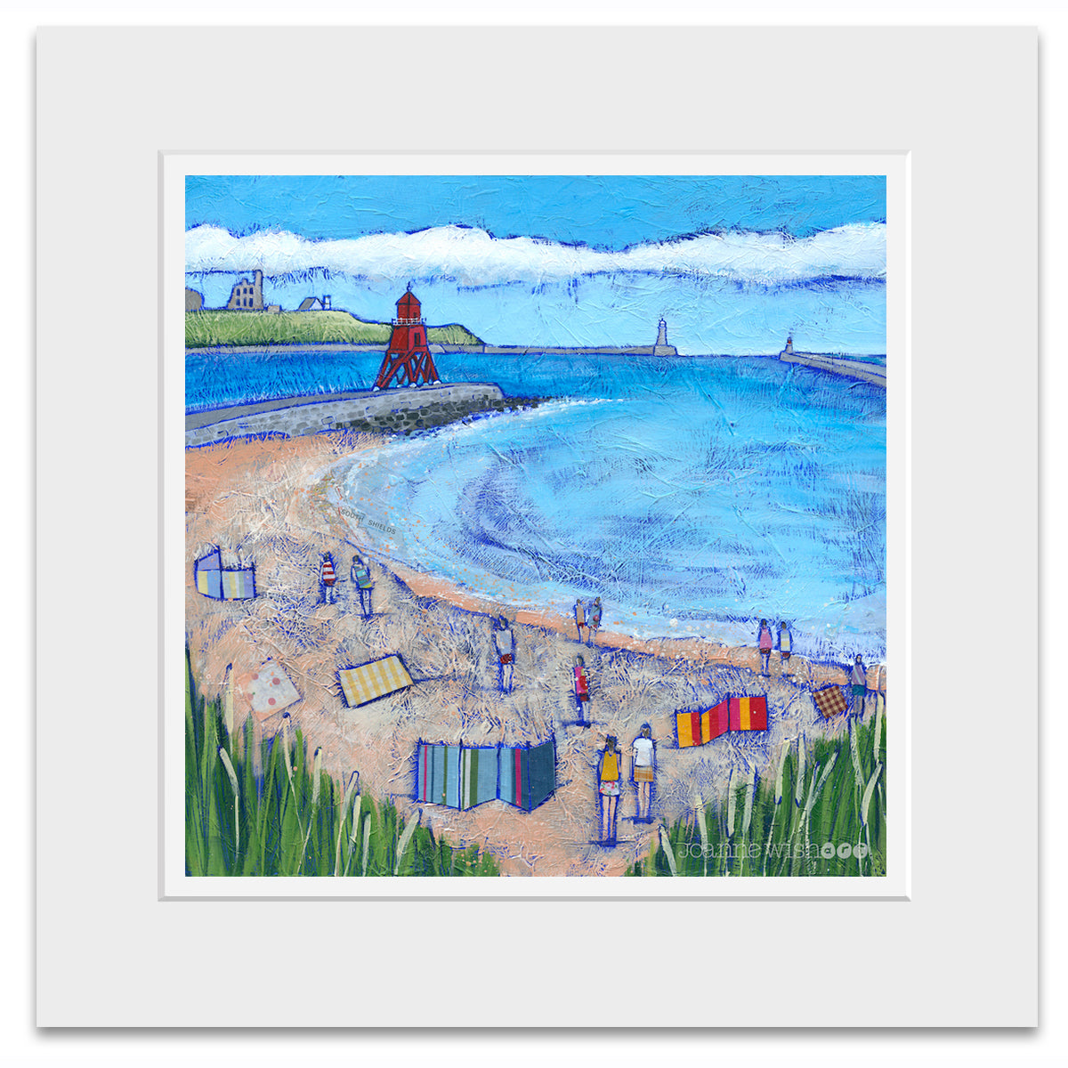 A mounted print of South Shields Beach and Groyne.