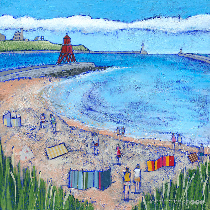 A fine art print of south shields beach and groyne.