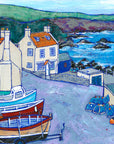 a print of the fishing boats and cottages in St Abbs Harbour.