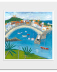 A mounted print of the cornish harbour town of St Ives.