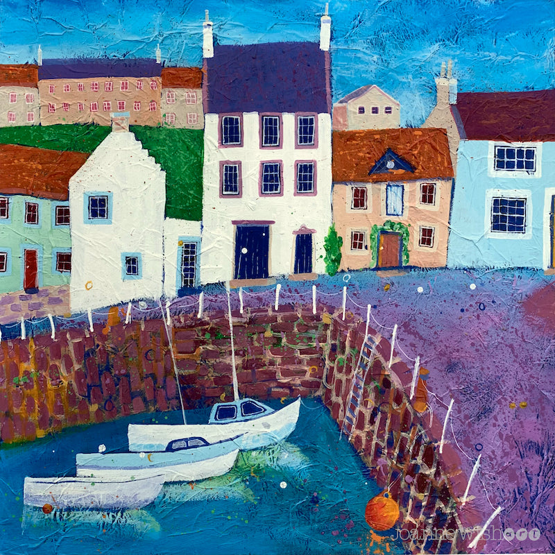 A fine art print of Crail fishing harbour.