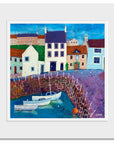 A mounted print of Crail harbour in Fife. 
