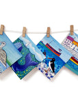 A multipack of greetings cards featuring seals, whales, curlew oyster catcher seas harbours.